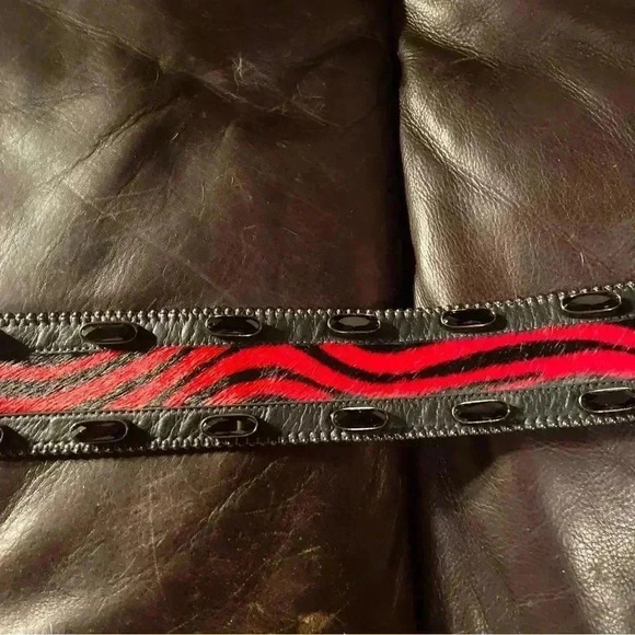 Authentic BB Simon Red Zebra Wide Belt Swarovski Crystals EUC main image 10